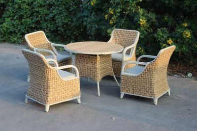 5PCS Garden Patio PE Rattan Round Dining Set Outdoor Furniture