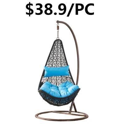 Popular Hanging Outdoor Garden Patio Headrest Wicker Rattan Swing Chair