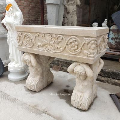 Outdoor Garden Natural Stone Hand Carving Marble Statue Granite Table