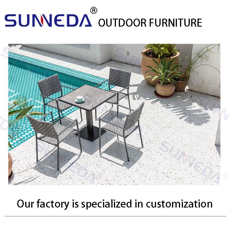 Modern Design Garden Patio Woven Rattan Wicker Outdoor Furniture Table and Chair Dining Set