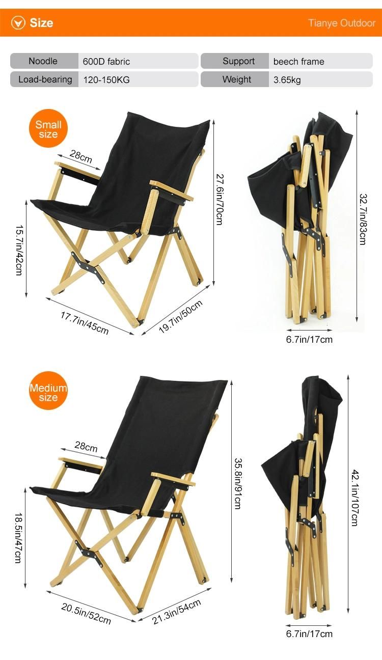 New Two Sizes Outdoor Wooden Beech Folding Chair