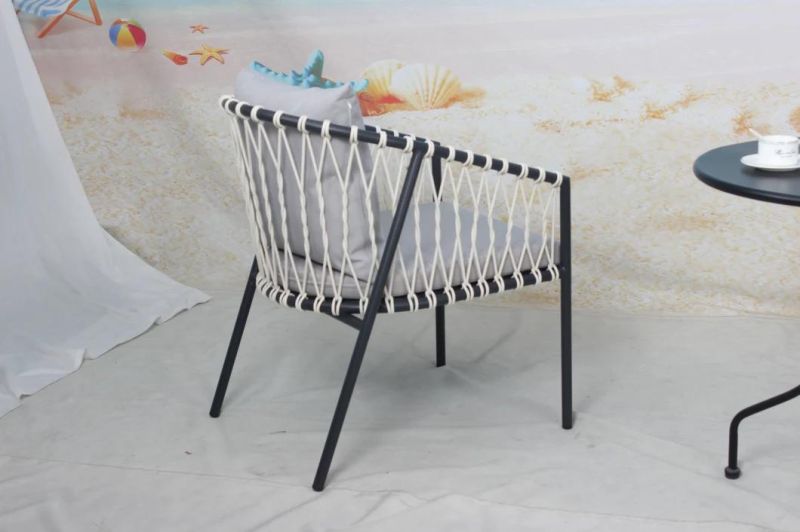 3PCS Aluminum Frame Powder Coating Rope Weaving Coffee Set Outdoor Furniture