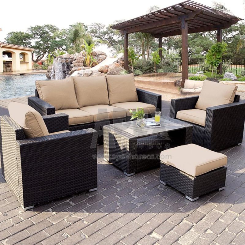 Beat Sale Luxury Aluminium Rattan Sofa Set for Outdoor Furniture with Cushion