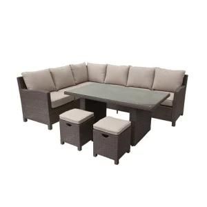 Garden Rattan Wicker Corner Furniture Lounge Set with Two Footrest