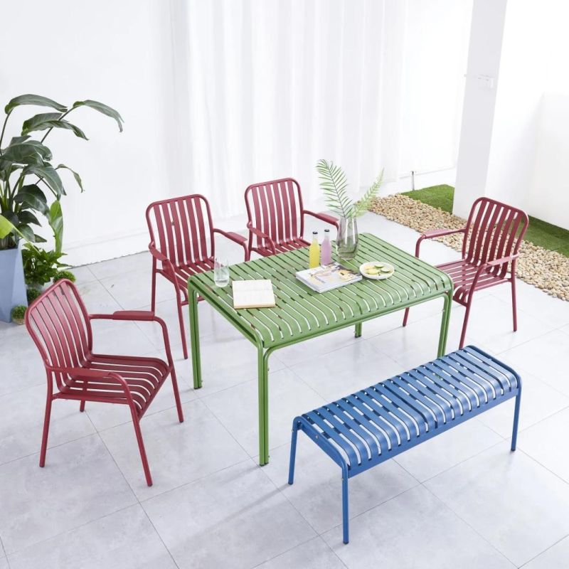 Metal Frame Garden Chair Stacking Aluminum Dining Meeting Chair Restaurant Bench