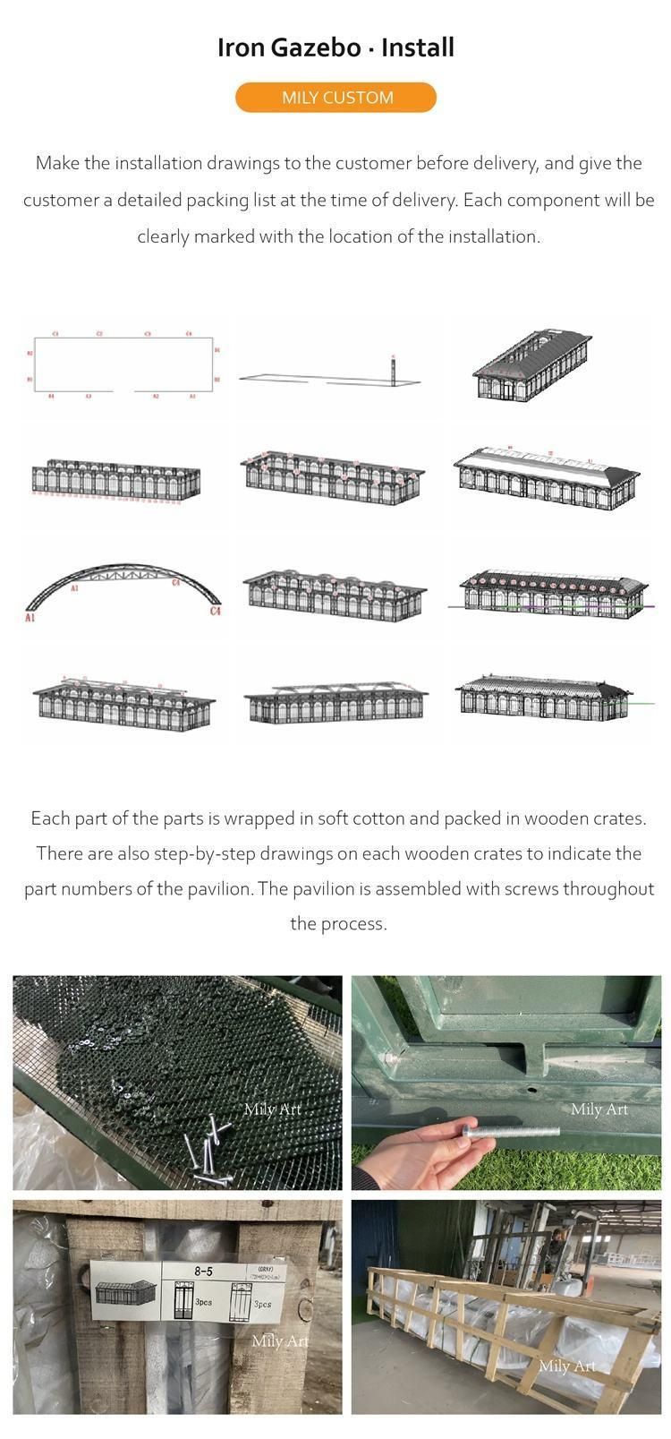 High Quality Garden Ornament Casting Wrought Iron Gazebos