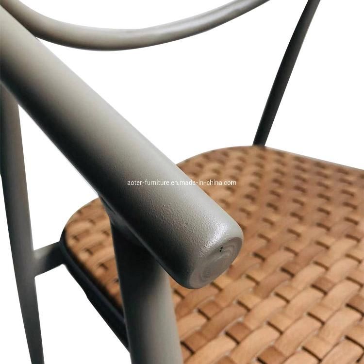 Shangri-La Stylish Design Lumber Support Aluminum Rattan Chair Restaurant Cafe Hotel Furniture