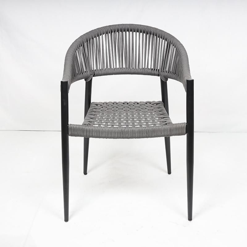 Outdoor Restaurant Black PE Woven Wicker Rattan Dining Chairs Furniture