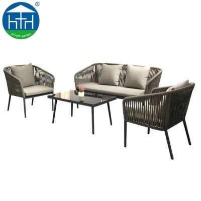 Exquisite Rope Weaving High Quality Material Outdoor Furniture Sofa Set Olefin Optional