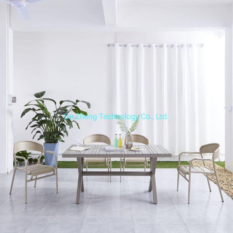 Best Selling Rectangle Outdoor Table and Chairs with Plastic Wood for Restaurant Hote