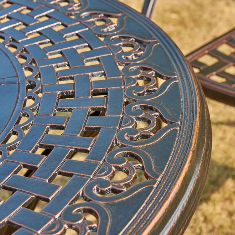 4 Seaters Outdoor Garden Patio Furniture Luxury Conversation Set Cast Aluminum with Round Table