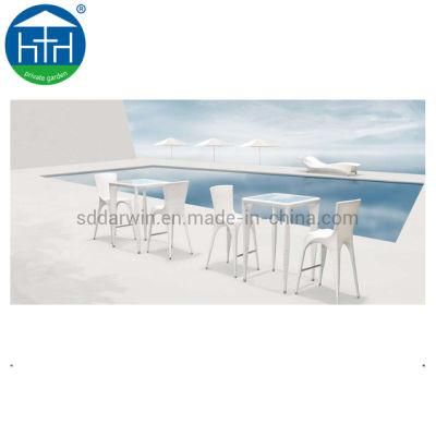 Patio Wicker Chair Furniture White PE Rattan Outdoor Dining Table and Chair Set