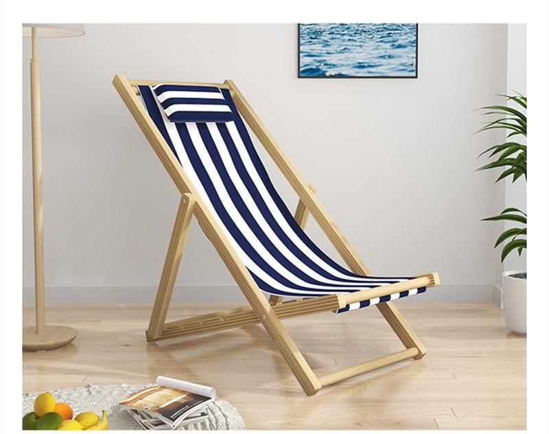 Foldable Furniture Solid Wood Canvas Folding Beach Outdoor Sling Chair