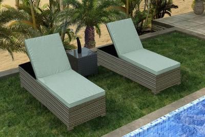 Outdoor Patio Wicker Sun Lounger / Plastic Rattan Pool Chaise Lounge (WF-7364)