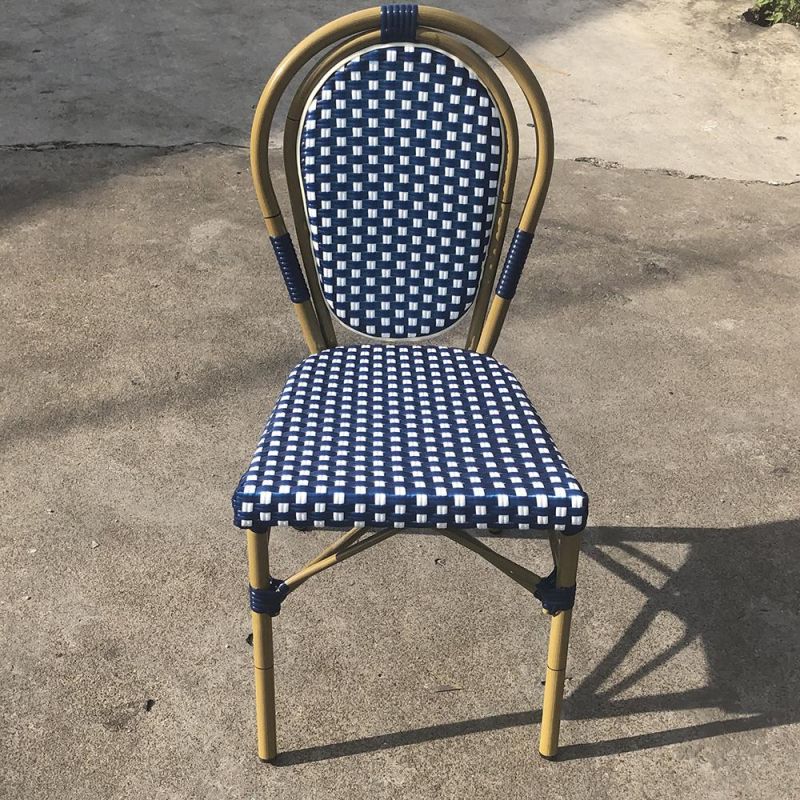 Fashion Garden Chairs Hot Sale The Aluminum Frame Woven Rattan French Cafe Bistro Outdoor Chair