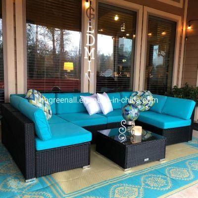 Hot 7PCS Modern Hotel Outdoor Garden Patio Rattan Sectional Combination Sofa Furniture
