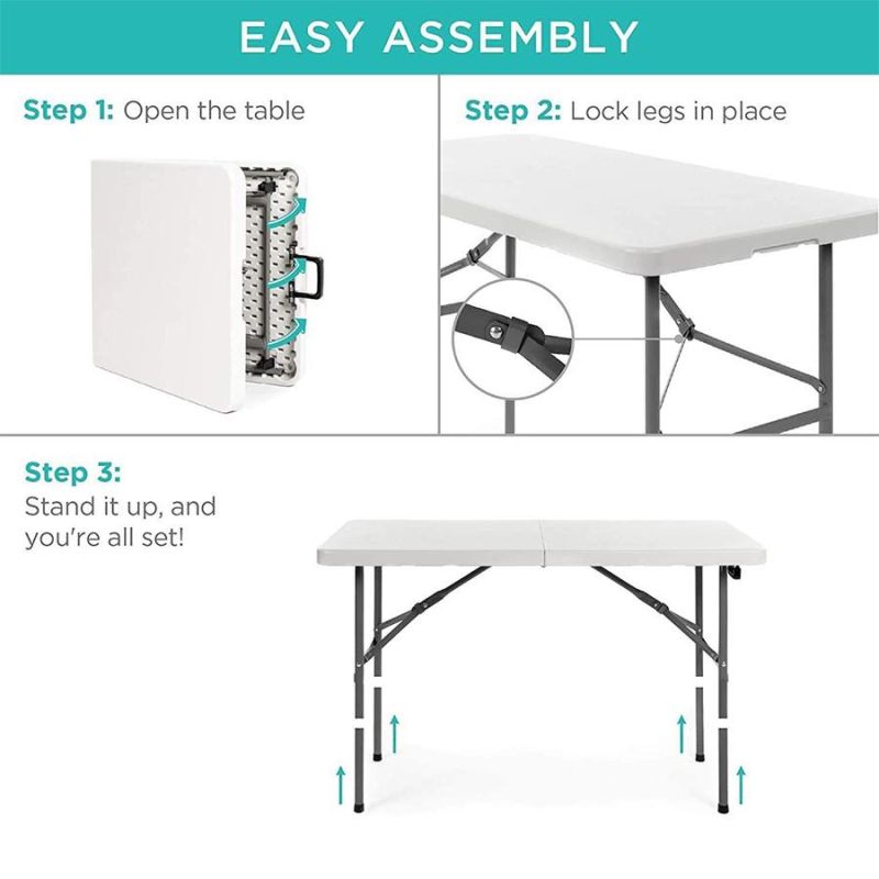 4FT HDPE Outdoor Portable Folding Plastic Dining Table for Picnic