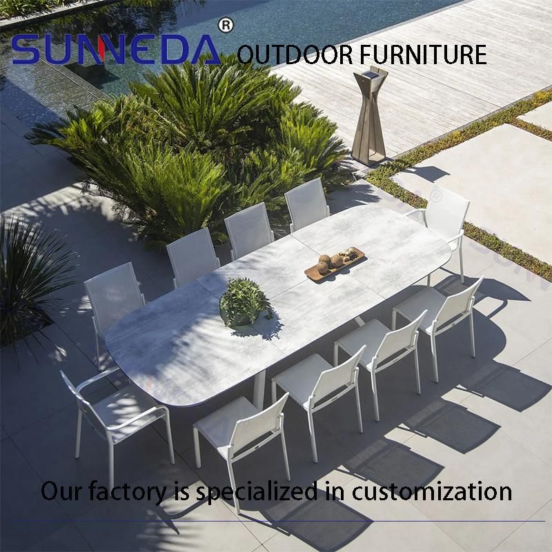 High-End Aluminum Alloy Structure with Rock Plate Top Park, Villa Dining Table