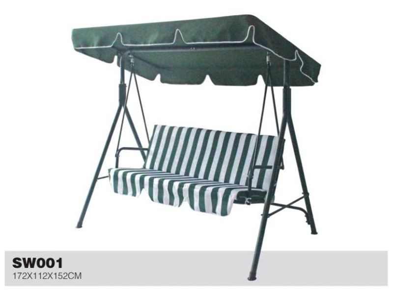 Dark Gray Outdoor Three-Person Lotus Leaf Straight Tube Swing Chair