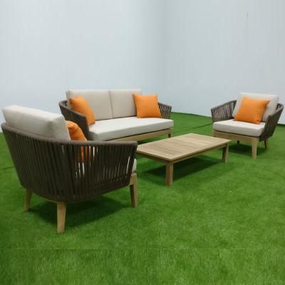 Teak Rope Woven Furniture Garden Sofa Set