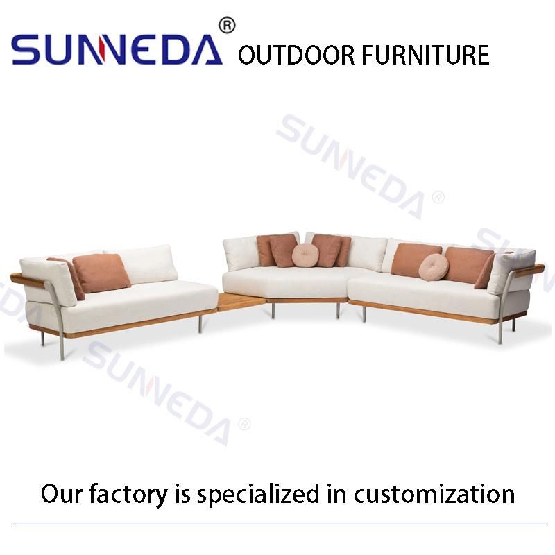 Aluminum Frame and Bamboo Base Villa Backyard Garden Modular Sofa with Corner Furniture