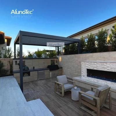 AlunoTec Durable Waterproof Aluminum Louver System Bioclimatic Pergola Outdoor Louvered Pergola for Garden