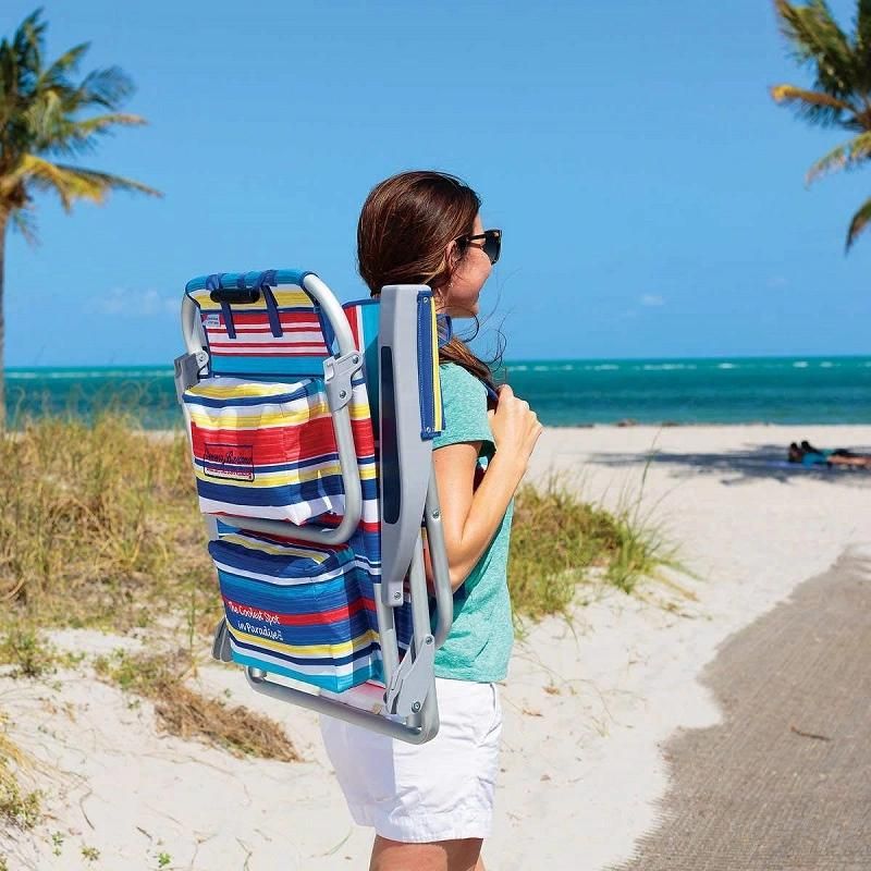 Folding Camping Chair Backpack Cooler Chair with Storage Pouch and Towel Bar