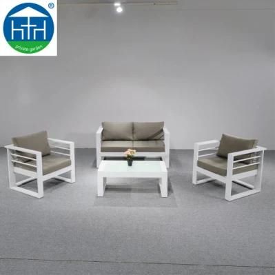 Hot Sell Garden Furniture Kd Aluminum Metal Outdoor Sofa with Waterproof Cushion