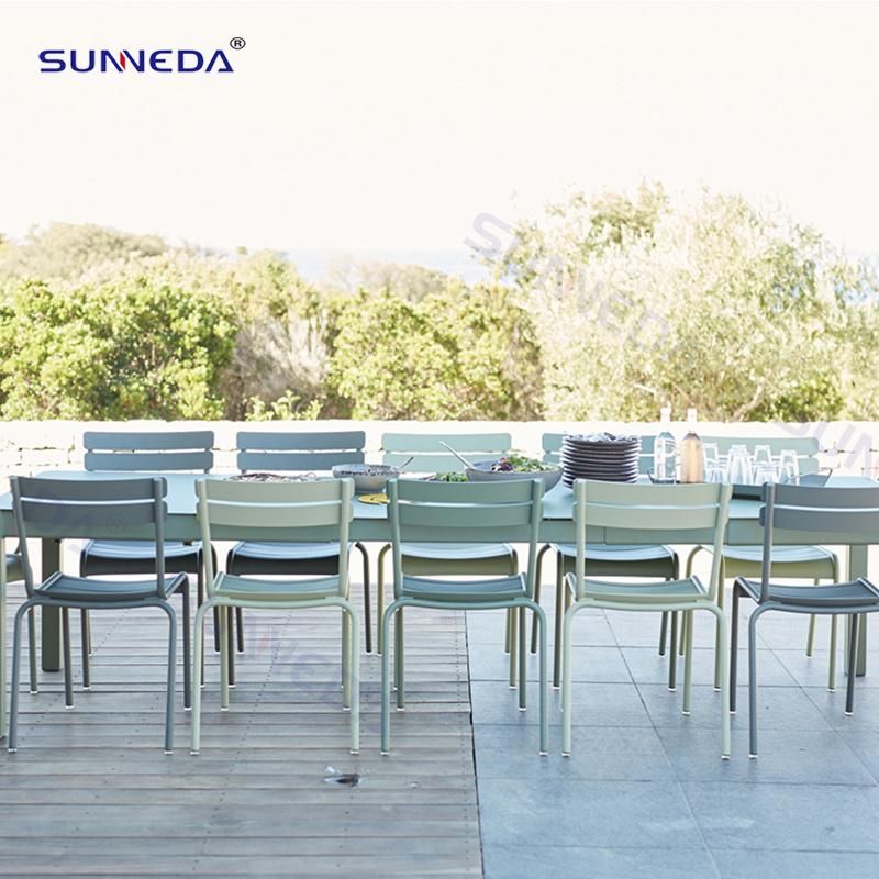 Minimalist Style Table Set with Space Saving Stacking Structure Chair