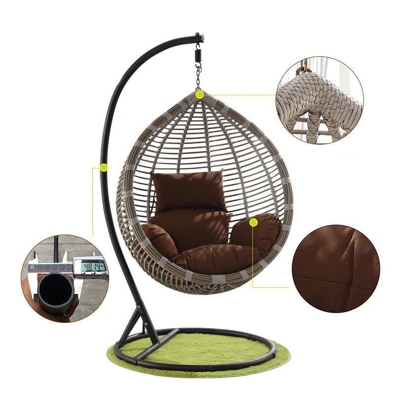 Round Coarse Ratten Patio Hammock Wicker Garden Egg Hanging Swing Chair