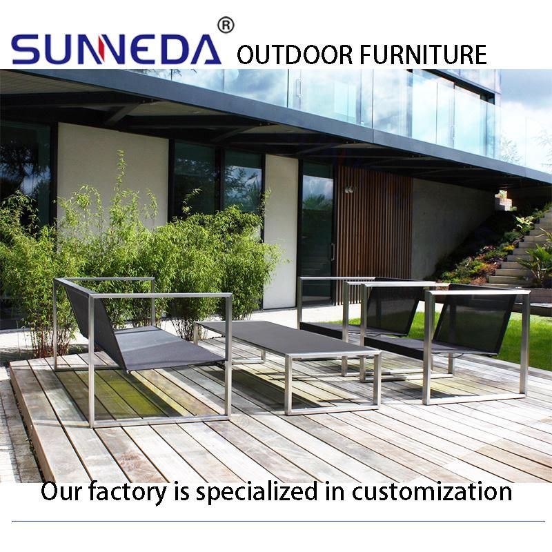 Hot Sale Morden Deluxe Stainness Steel Ss Frame with Textilene Fabric Outdoor Garden Hotel Sofa Furniture