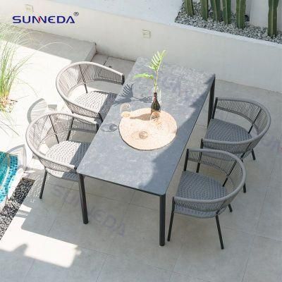 Customized Outdoor Furniture Outdoor Rope Furniture Commercial Cafe Rope Chairs Table