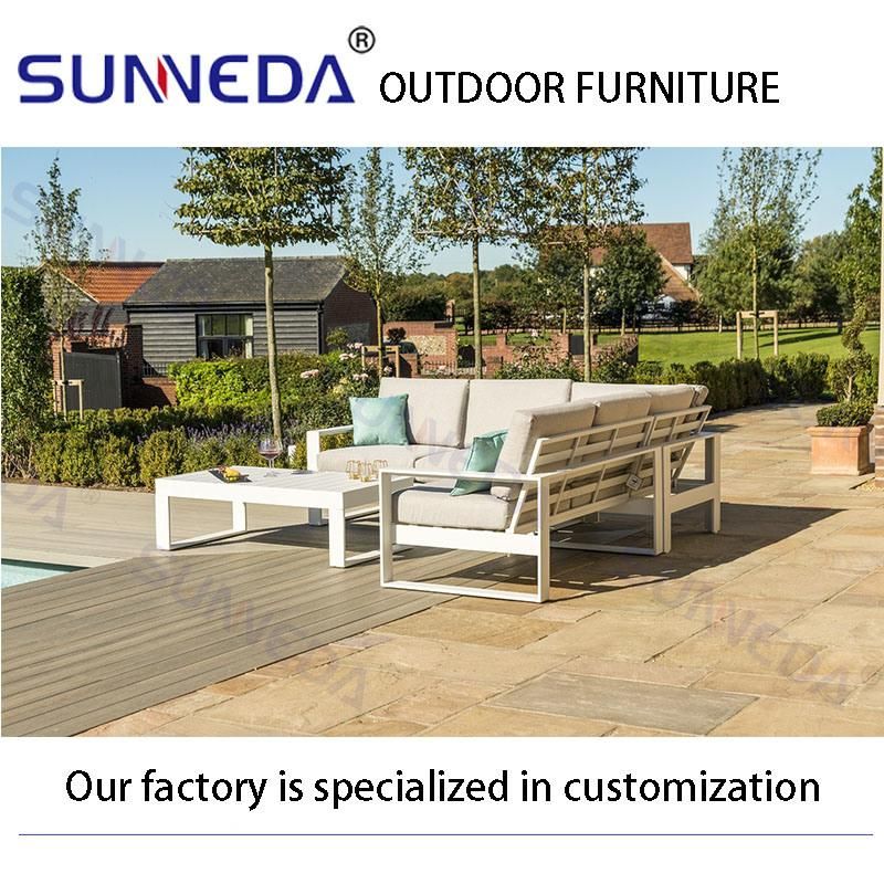 Metal Frame Outdoor Sofa Set Garden Sofa with Coffee Table