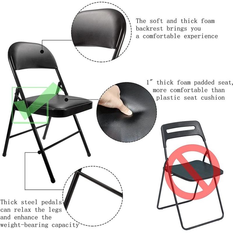 Modern Design Stackable Black Metal Banquet Folding Chairs with Cushion Seat