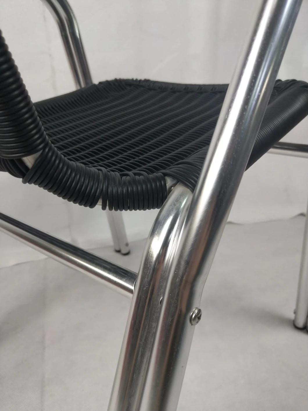 Colorful PE Rattan Outdoor Aluminum Cheap Double Tubes Bistro Restaurant Bar Chair