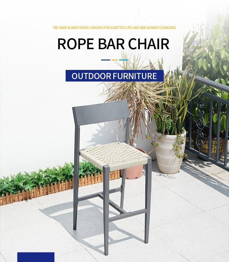 Vangarden Aluminum Rope Woven Garden Outdoor Bar Chair