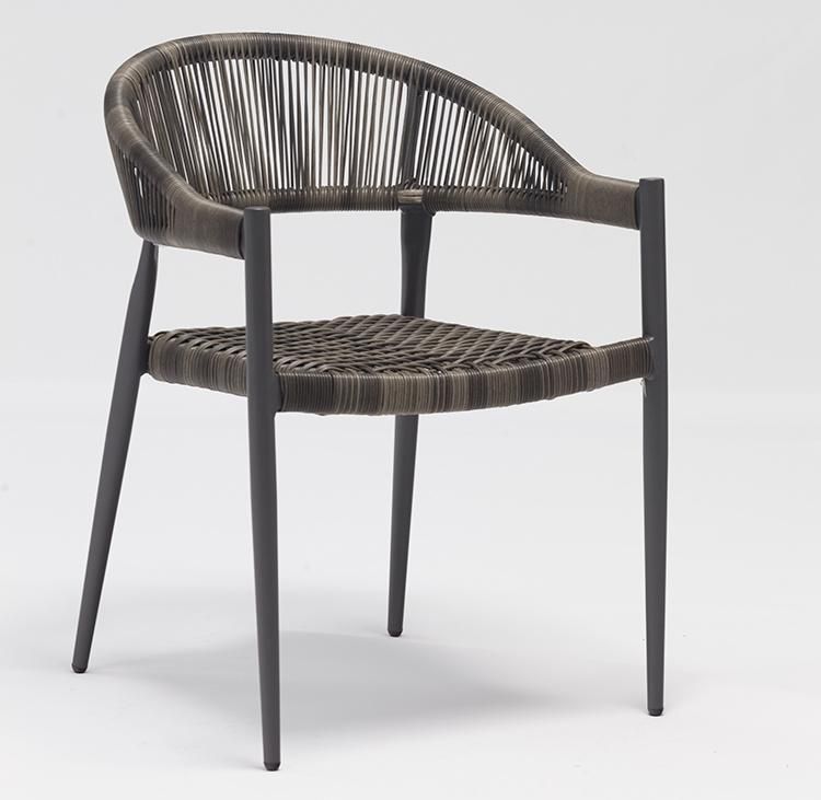 Designer Washable Portable Outdoor Nordic Dining Chair Rattan Stacking with Cone Tube Foot