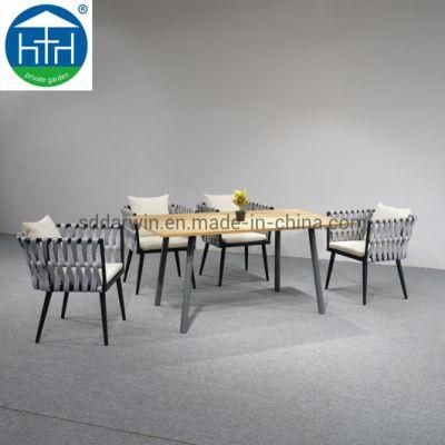 Patio Aluminum Rope Woven Stackable Outdoor Dining Set