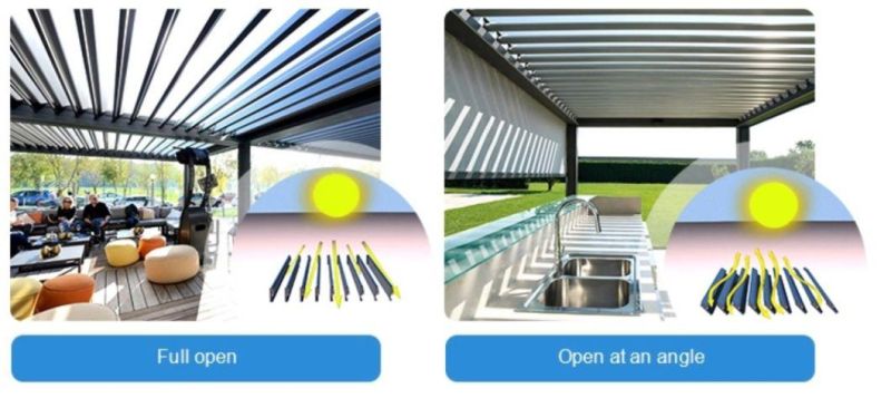 Aluminum Frame Finishing Waterproof Outdoor Pergola with Curtain