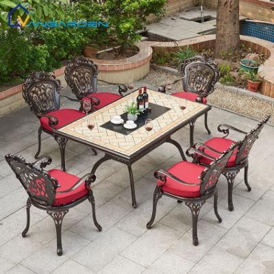 Economic Long Table Patio Set out Door Furniture with BBQ Function