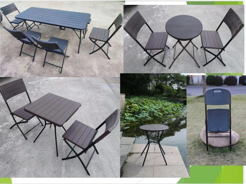 Plastic Wood Grain 6FT Folding Table