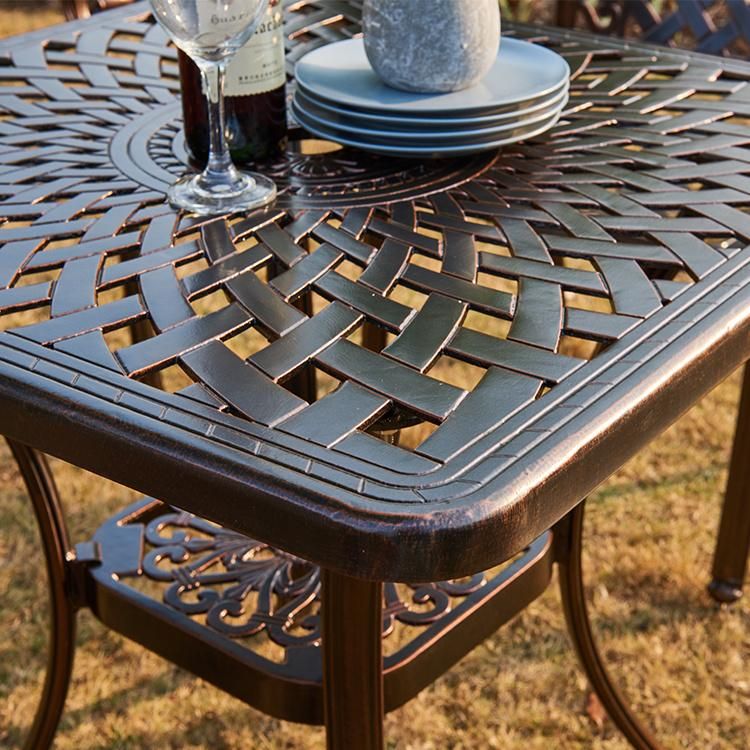 Direct Sale Cast Aluminum Patio Furniture Table Conversation Set for Bistro