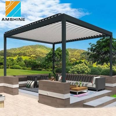 Remote Control Aluminium Louvre Automatic Metal Pergola Design with LED Strip Lights