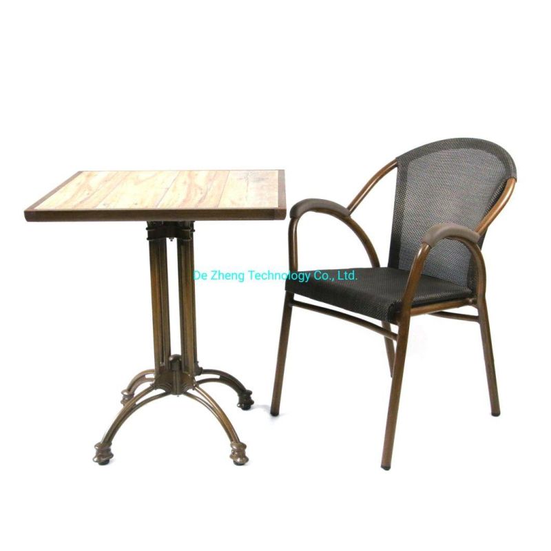 Garden Outdoor Furniture Luxury Ceramic Cast Aluminum Roman Base Restaurant Bistro Table Furniture