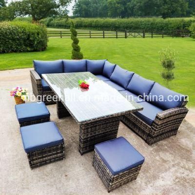 9 Seater Rattan Garden Outdoor Patio Furniture Dining Set with Corner Sofa &amp; Table