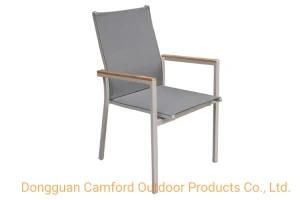Contemporary Patio Chair / with Armrests / Stackable / High Back/Bistro/Teak