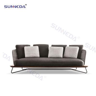 High Quality Durable Aluminium Frame with Teak Base for Three Seat Sofa
