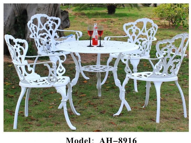 Aluminum Bistro Furniture Sets, Garden Furniture for Dining in Aluminum with White Painted