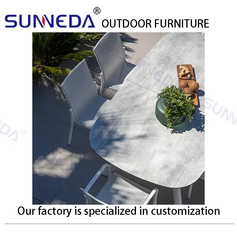 High-End Aluminum Alloy Structure with Rock Plate Top Park, Villa Dining Table