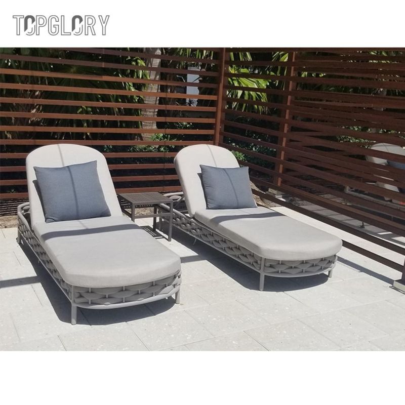 New Design Series Aluminium Frame Rope Textilene Leisure Beach Swimming Pool Chaise Outdoor Sun Lounger